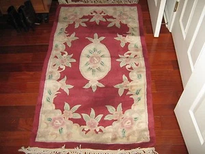 Area Carpet , Aubusson Chinese Wool , 54" X 30" , Multi Color , Pre Owned - Picture 1 of 12