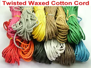 120 Meter Waxed Twisted Cotton Cord Thread Line 2mm Macrame Rope String 12 Color - Picture 1 of 5