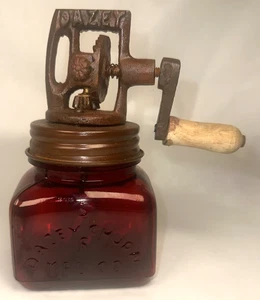 Nr. 5 Dazey Butterdose mit rubinrotem Glasboden - Bild 1 von 9