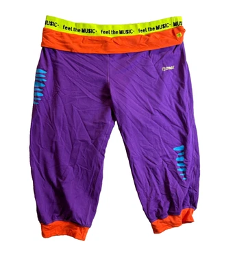 Zumba Wear Cut Up Over You Capri 舞裤 慢跑 紫色 橙色 针织 XXL 全新 — 第 1/4 张图片