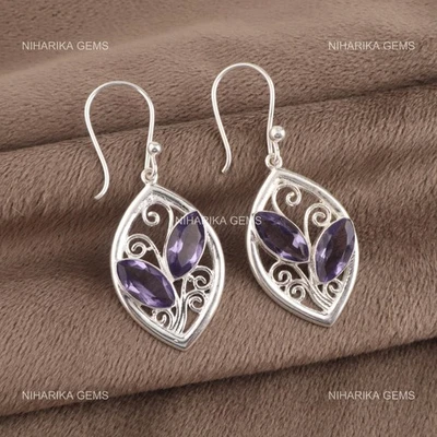 925 Plata de Ley Marquesita Iolita Piedra Cyber Monday Colgante Pendientes Joyas - Imagen 1 de 4