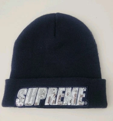 Bonnet En Sequins Supreme FW16 Marine - Photo 1/4