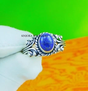 Lapislázuli piedras preciosas 925 plata esterlina hecho a mano anillo de... - Imagen 1 de 4