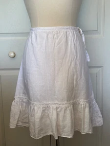 Falda BCBGMaxazria Blanca 100% Lino Volantes Dobladillo Línea A Acampanada Forrada Hasta la Rodilla 6 - Imagen 1 de 9