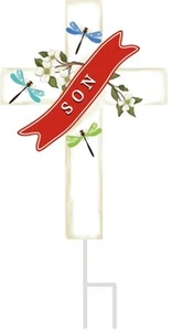24 "x 12" Sohn Kreuz mit Libellen Gedenkpfahl - Bild 1 von 1