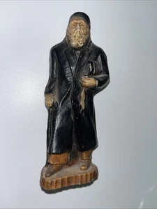 Antigua figura de rabino judío de colección compuesta de madera siroco de 5,5” de alto Judaica - Imagen 1 de 9