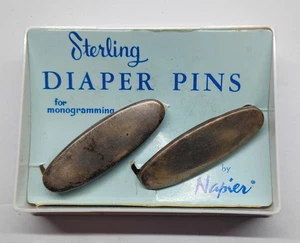 Vintage Napier Sterling Silver Diaper Pins For Monogramming with Box - Picture 1 of 3