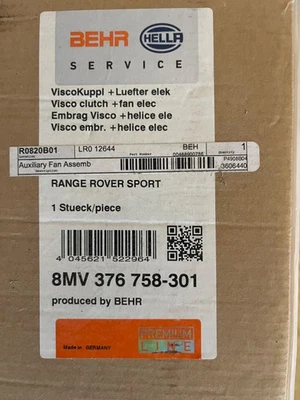 Conjunto de ventilador de refrigeración del motor auxiliar Range Rover LR012644 Behr/Hella 8MV 376 758-301 Foto 1 de 3