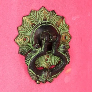 Handcrafted Brass Floral Design Round Shape Door Bell Antique Style Door Knocker - Picture 1 of 15