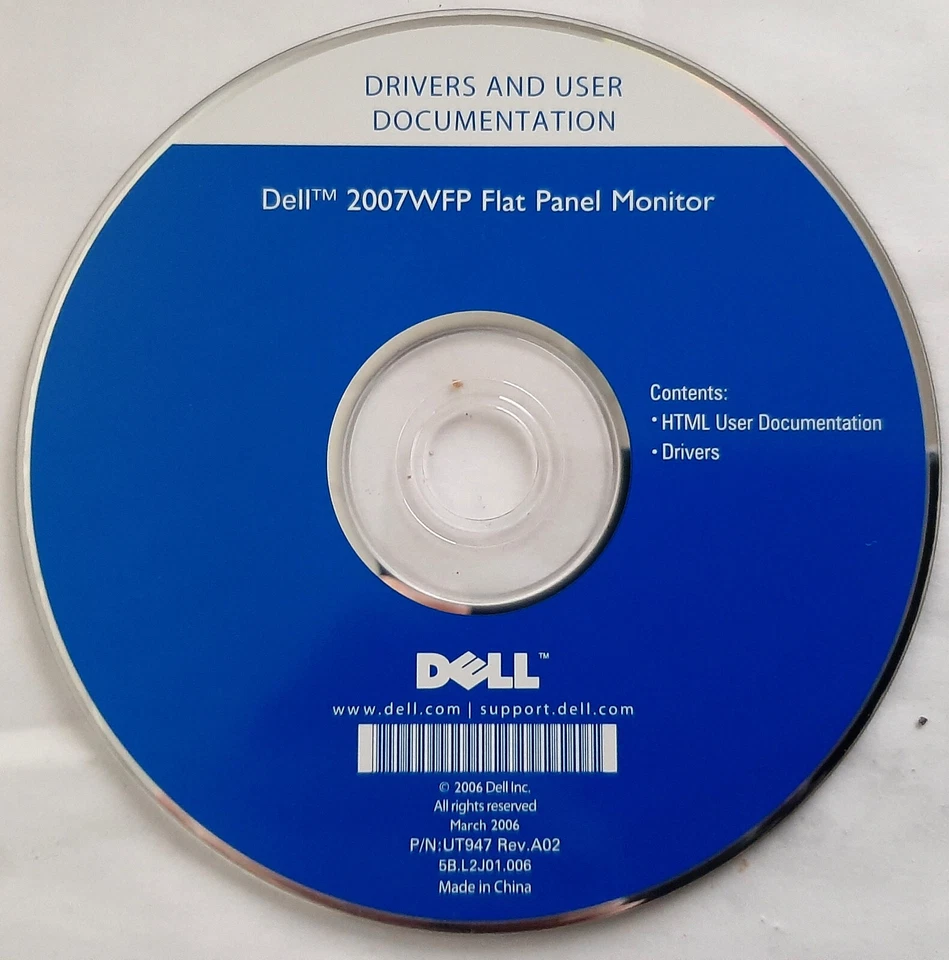 CD-ROM: DELL 2007WFP Flat Panel Monitor Drivers and User Documentation - Bild 1 von 1