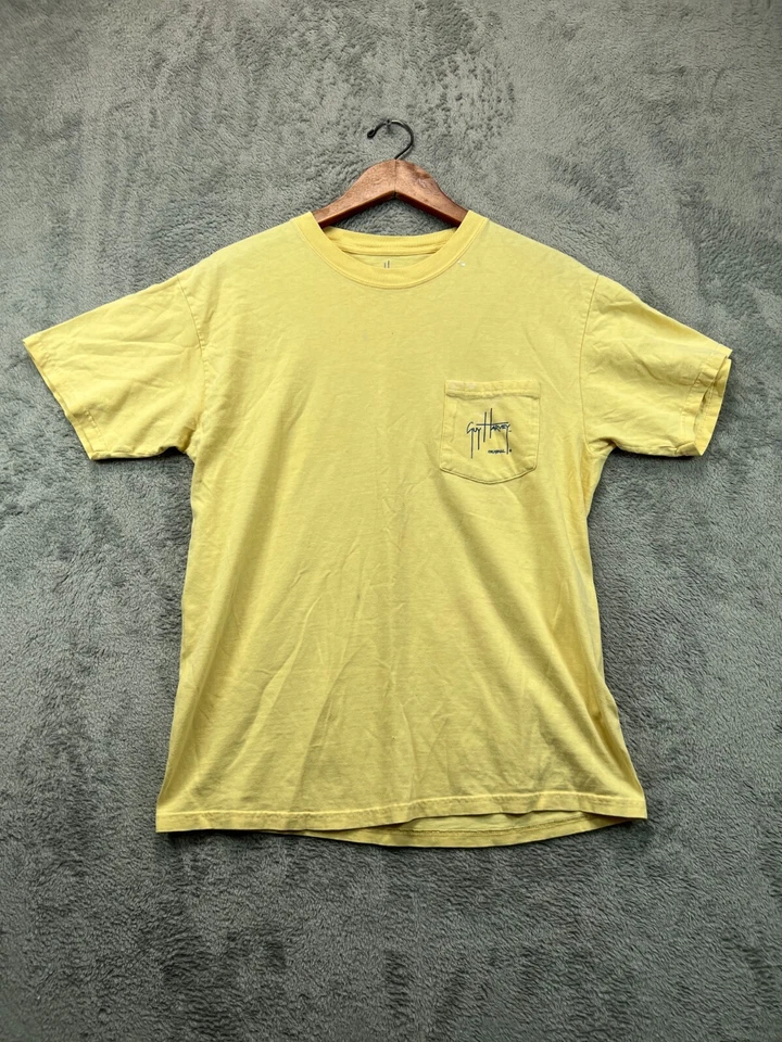 Guy Harvey  Original Blue Water T Shirt Mens Medium Yellow Fish Logos Crew SS - Image 1 of 4