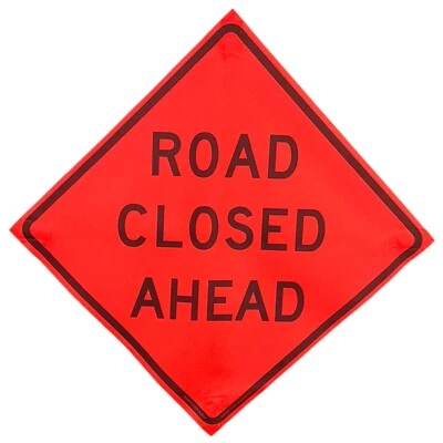 OrangeGear® 48" x 48" Road Closed Ahead Mesh Traffic Sign & Cross Ribs
