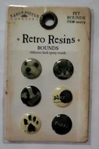 KAREN FOSTER DESIGNS Retro Resins Pet Rounds Embellishment Puppy Dog - Picture 1 of 1