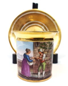1820 Antique Naples Poulard Prad Porcelain Cup Saucer set #5 of 6 Rare no KPM - Picture 1 of 14