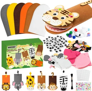 6Pcs Hand Puppet Making Kit, Art Craft Felt Sock Puppet Toys, Creative DIY Make - Picture 1 of 7