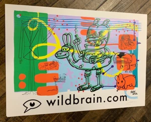 Frank Kozik - 2000 - Wildbrain . com SIGNED Poster Screen Print Robots - Picture 1 of 4
