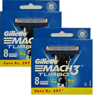 16 Count Gillette Mach3 Turbo Mens Shaving Refill Cartridges