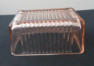 Vintage Federal Glass Pink Butter Cover 1 Lb or Refrig Bottom 1930's Exc Cond - Picture 1 of 10