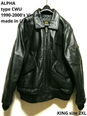 Chaqueta de Vuelo ALPHA CWU de Cuero Genuino para Hombres, Talla 2XL, Negra, Hecha en Pakistán Foto 1 de 4
