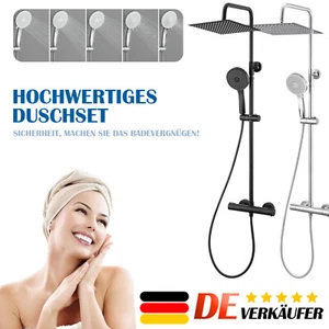 Edelstahl Duschset Duschsystem Verstellbare Duschstange Runder Duschbrausen - Bild 1 von 19