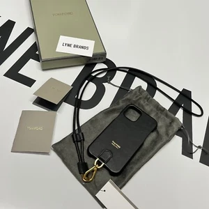Tom Ford Black Logo Leather IPHONE 11 Pro Case With Lanyard - Gold Hardware - Picture 1 of 8