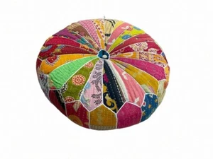 Baumwolle Kantha Pouffe Pumpkin Style Pouffe Mehrfarbig Patchwork mit Mängeln - Bild 1 von 7