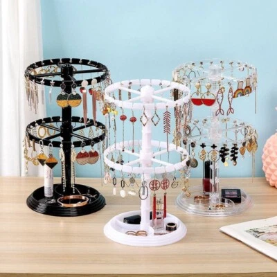 Rotating Earring Holder Jewelry Display Stand 3 Layers for Necklace Earrings - Image 1 of 4