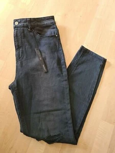 Forever 21 Women Denim Skinny Jeans High Rise Ripped Knee Dark Navy Sz 30x29 NWT - Picture 1 of 7