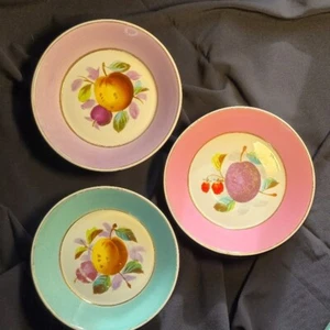 Carl Teinsch German Porcelain Fruit Bowls5 Inches Blue-Green Pink Lavender - Picture 1 of 6