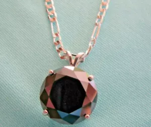 9.56ct BLACK DIAMOND NECKLACE,CERTIFICATE OF AUTHENTICITY,FREE DIAMOND TESTER - Picture 1 of 9