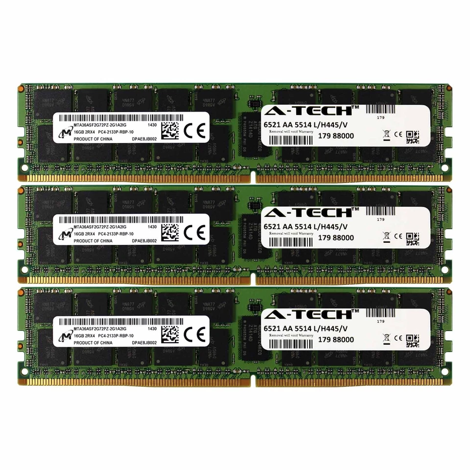 PC4-17000 Micron 48GB Kit 3x 16GB Dell PowerEdge R730xd R730 R630 Memory RAM - Image 1 of 1