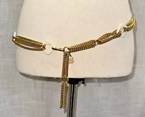 VTG Morris Moskowitz Lucite Heavy Gold Chain Adjustable Disco Belt - Picture 1 of 3