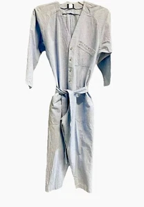 Denim Rhinestones Jumpsuit Women's Petite Vintage Y2K Long Sleeve Belted - Picture 1 of 9