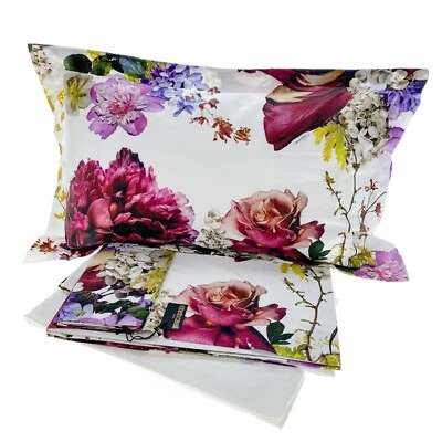 Lenzuola Roberto Cavalli Floris Completo letto matrimoniale puro raso di cotone - Immagine 1 di 4