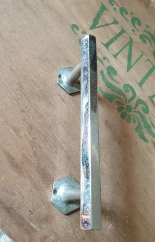 Vintage chrome door handle just under 18cms length with age character marks Cover
