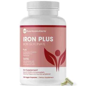 Iron Supplement for Women & Men, Natural Ferrous Chelate, Bisglycinate 25mg +... - Picture 1 of 10