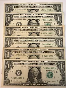 Fancy Serial Number $1 Dollar Bill ~ Lot - Picture 1 of 3