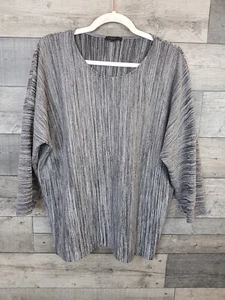COS Womens Top Size Large Grey Black Marl 3/4 Sleeves Pullover Casual Work Scoop - Picture 1 of 10