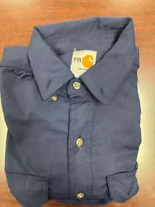 Carhartt Mens Long Sleeve FR Shirt, Navy - Picture 1 of 5