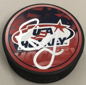 ERIK JOHNSON SIGNED USA PUCK WITH COA! PHILADELPHIA FLYERS! COLORADO AVALANCHE!! - Picture 1 of 1