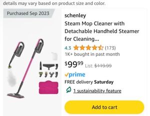 7-in-1 Steam Mop with Detachable Handheld Steamer , Great for Greasy 