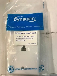 DYNACOM no.10630S Telephone Wall Jack,4 Cond ,Screw Terminal, White,Qty 10 - Picture 1 of 4