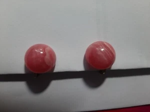 Rhodochrosit Ohrclips gepunzt Gold? vergoldet? - Bild 1 von 5