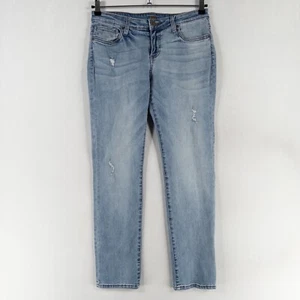 Kut From The Kloth Jeans Womens Sz 6 Boyfriend Blue Cotton Stretch Distressed - Picture 1 of 9
