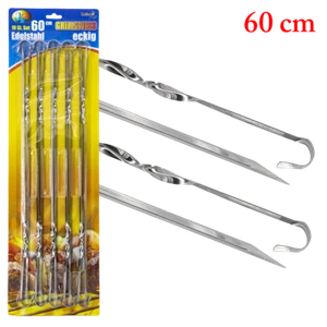 Grillspieße Edelstahl 60 cm Schampura Schaschlik шампура шашлык ECKIG - Picture 1 of 1