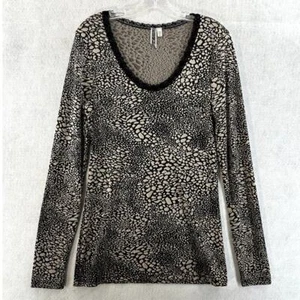 BKE Buckle Size XL Top Stretch Animal Print Lace Shimmer Brown Black Mob Wife - Picture 1 of 8