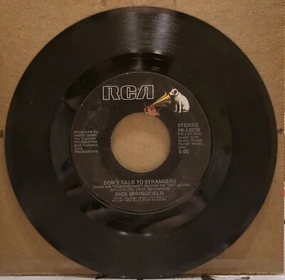 Rick Springfield – Don't Talk To Strangers / Tonight - 1982 45 rpm RCA PB-13070 - Image 1 of 2