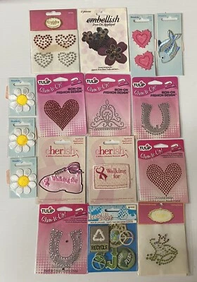 Lot Of 16 BRAND NEW PACKS of Fashion Art Iron On Patches - 20+ Pieces Total - Image 1 of 4