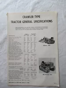 1963 Crawler Tractors Spec Data Sheet Caterpillar D9 D7 John Deere 1010 IH TD25 - Picture 1 of 8
