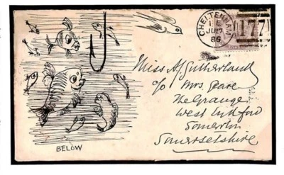 GB HAND-ILLUSTRATED Angling Fish Cover Front 1886 Cheltenham Glos {samwells}T62b - Image 1 of 4